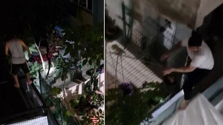 Polis gelince camdan sarktı, 5. kattan düştü
